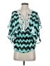 American Dream 100% Polyester Teal Short Sleeve Blouse Size XS - photo 1
