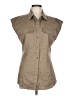 FRAME Tan Sleeveless Button-Down Shirt Size L - photo 1