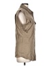 FRAME Tan Sleeveless Button-Down Shirt Size L - photo 4