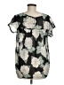 Downeast Floral Black Short Sleeve Blouse Size M - photo 2