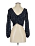 BB Dakota 100% Polyester Polka Dots Black Blue Long Sleeve Top Size S - photo 1