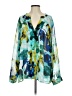 Calvin Klein 100% Polyester Floral Green Teal Long Sleeve Blouse Size no size - photo 1