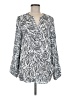 Passport Animal Print Silver Long Sleeve Blouse Size M - photo 1