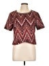 ICE Aztec Or Tribal Print Multi Color Burgundy Short Sleeve Blouse Size L - photo 1