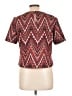 ICE Aztec Or Tribal Print Multi Color Burgundy Short Sleeve Blouse Size L - photo 2