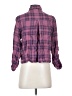 Self Contrast Plaid Purple 3/4 Sleeve Blouse Size S - photo 2
