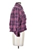 Self Contrast Plaid Purple 3/4 Sleeve Blouse Size S - photo 4