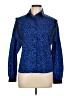 Worthington Animal Print Blue Long Sleeve Blouse Size 12 - photo 1