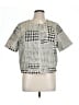 CAbi Houndstooth Silver Short Sleeve Blouse Size L - photo 1