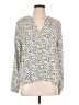 On 34th 100% Viscose Animal Print Ivory Long Sleeve Blouse Size L - photo 1
