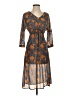 Assorted Brands 100% Polyester Print Orange Casual Dress Size XS - photo 1