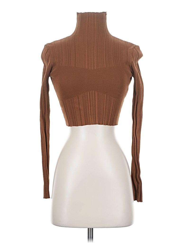 Pre-owned Zara Long Sleeve Turtleneck In Brown