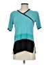 misook Color Block Teal Short Sleeve Top Size XS - photo 1