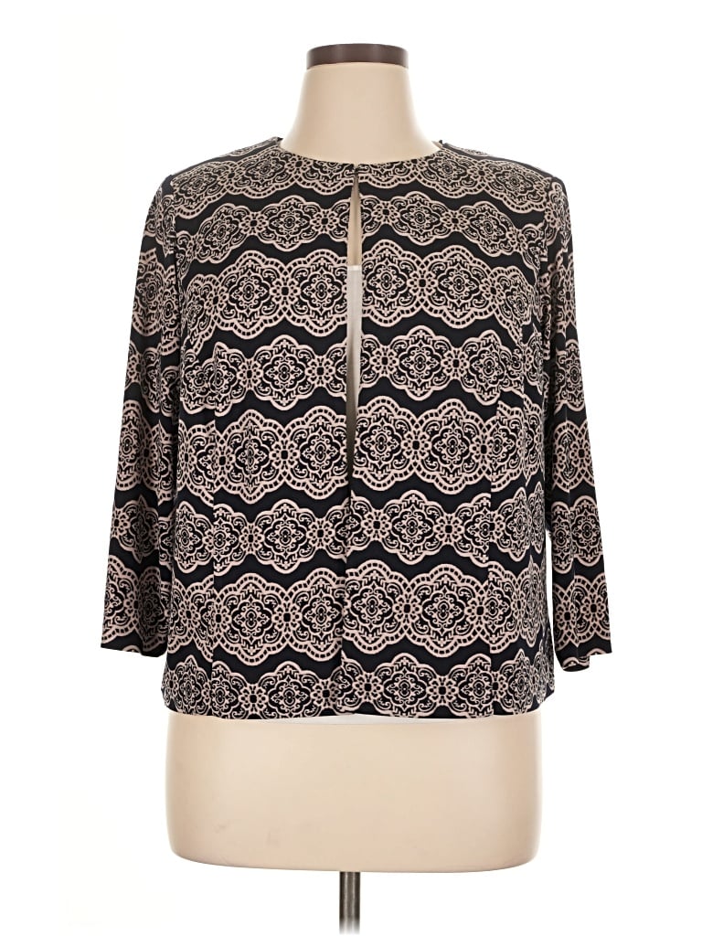 Pre-owned Jessica Howard 3/4 Sleeve Blouse In Brown
