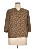 Bobeau Tweed Brown 3/4 Sleeve Blouse Size XL (petite) - photo 1