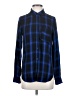Treasure & Bond 100% Rayon Plaid Blue Long Sleeve Button-Down Shirt Size XXS - photo 1