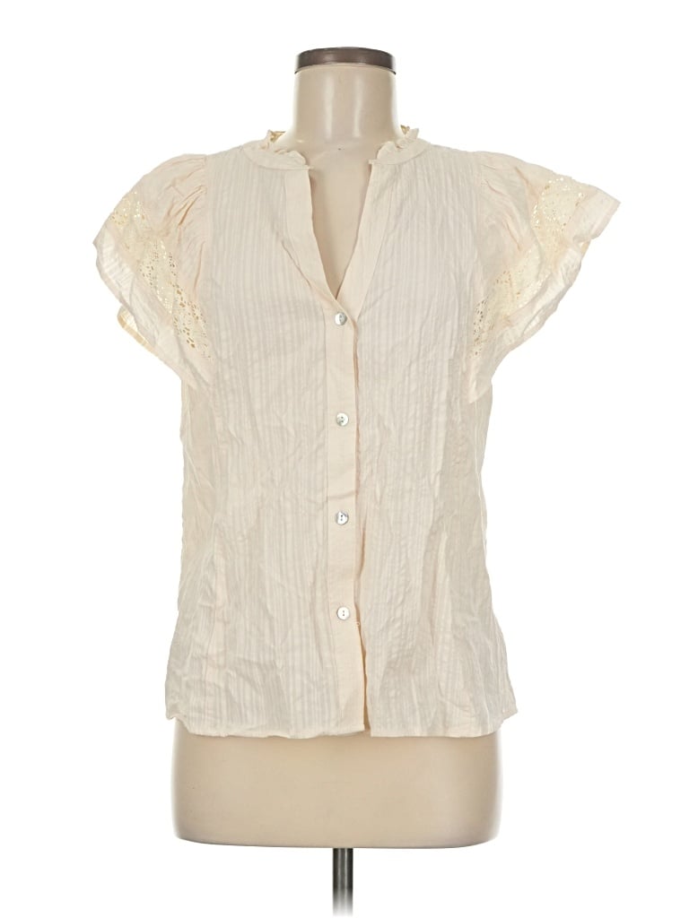 Pre-owned Falls Creek Short Sleeve Blouse In White