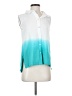 Komil Color Block Teal Sleeveless Button-Down Shirt Size S - photo 1