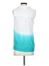 Komil Color Block Teal Sleeveless Button-Down Shirt Size S - photo 2