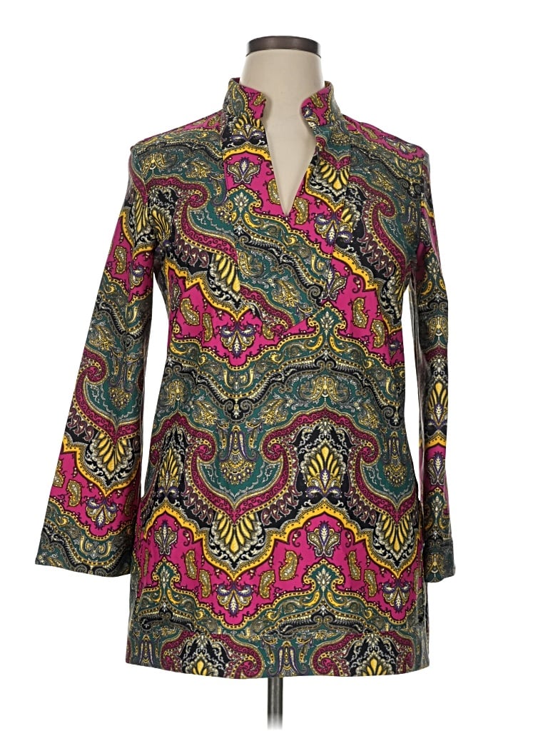 Pre-owned Jude Connally Long Sleeve Blouse In Green