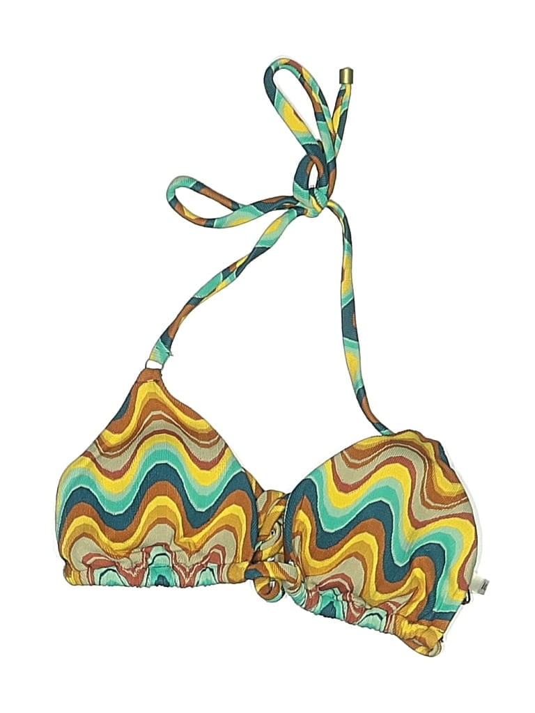 Pre-owned Vitamin A Swimsuit Top Yellow Print Pattern Swimwear