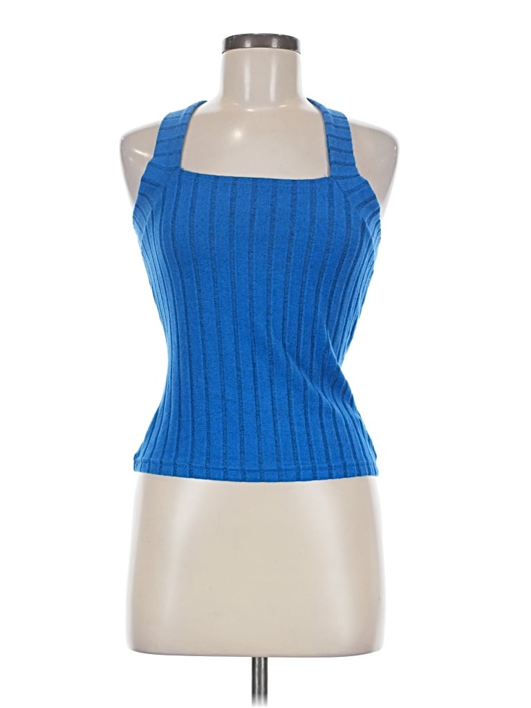Shein Sleeveless Top Blue Halter Neckline Tops