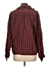 Calvin Klein Houndstooth Burgundy Long Sleeve Blouse Size 10 - photo 2