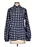 Banana Republic 100% Polyester Checkered-gingham Blue Long Sleeve Blouse Size S - photo 1