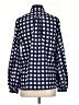 Banana Republic 100% Polyester Checkered-gingham Blue Long Sleeve Blouse Size S - photo 2