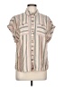Westbound 100% Tencel Stripes Ivory Short Sleeve Button-Down Shirt Size L (petite) - photo 1