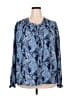 Joie 100% Polyester Paisley Blue Long Sleeve Blouse Size XXL - photo 1