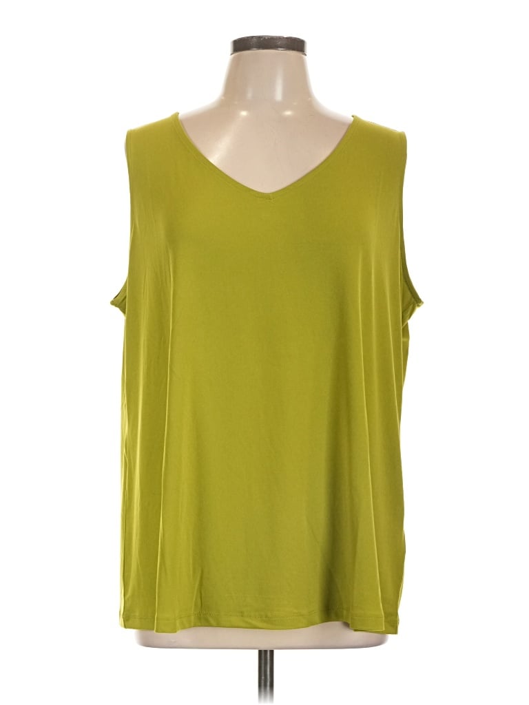 Pre-owned Susan Graver Sleeveless Top Green Scoop Neck Tops