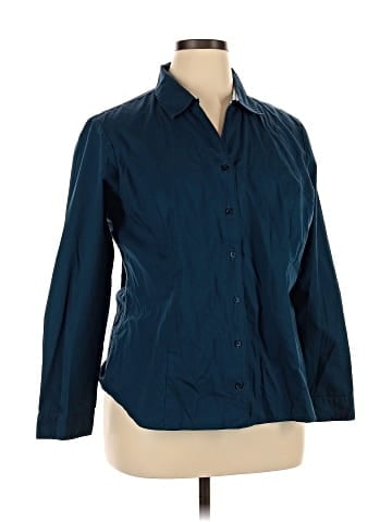 Christopher & Banks 3/4 Sleeve Button-Down Shirt (view 1)