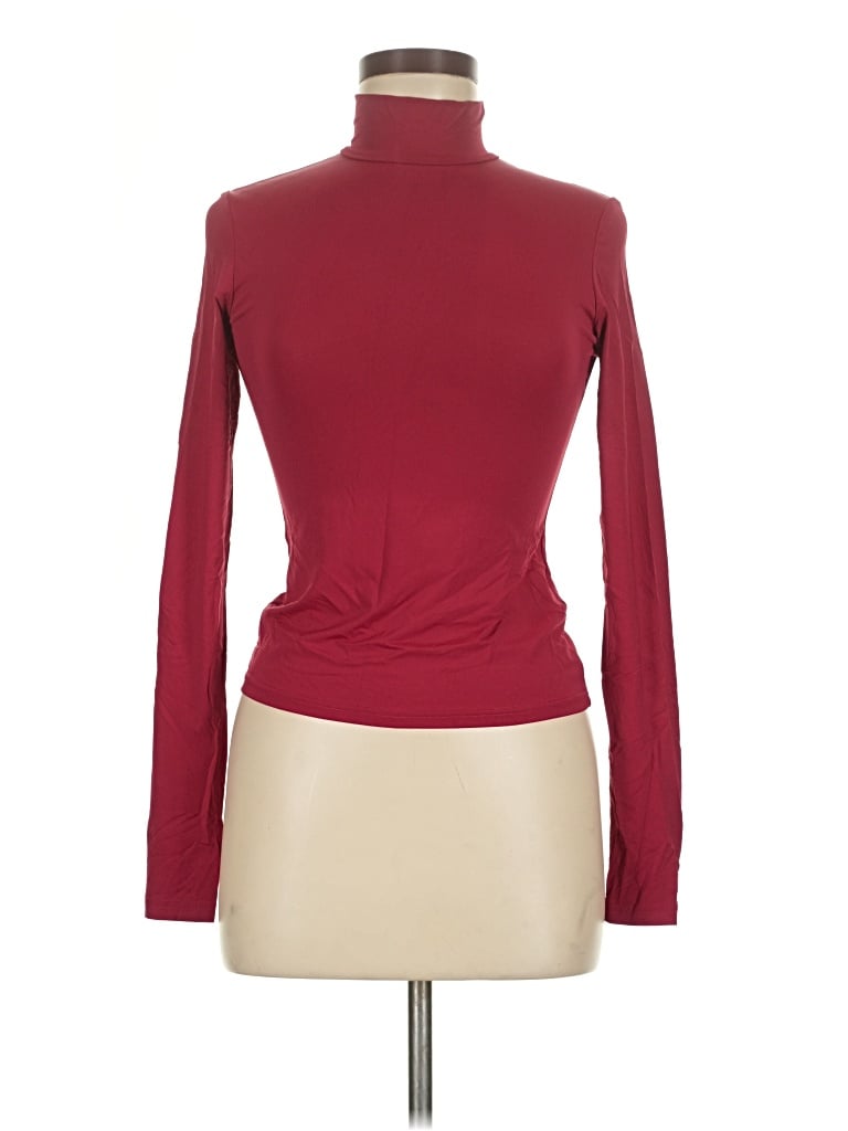 Pre-owned Commense Long Sleeve Top Burgundy Turtleneck Tops