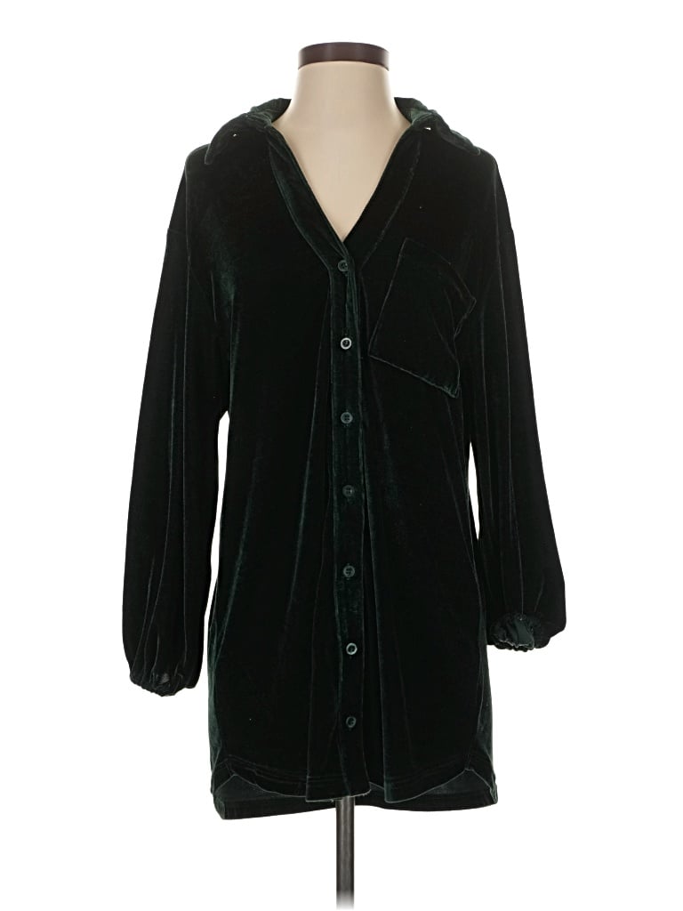 12th Tribe 3/4 Sleeve Blouse: Black Tops - Size X-Small