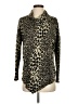 Cha Cha Vente Animal Print Brown Long Sleeve Blouse Size S - photo 1