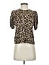 A.L.C. 100% Cotton Animal Print Gold Short Sleeve Turtleneck Size S - photo 1