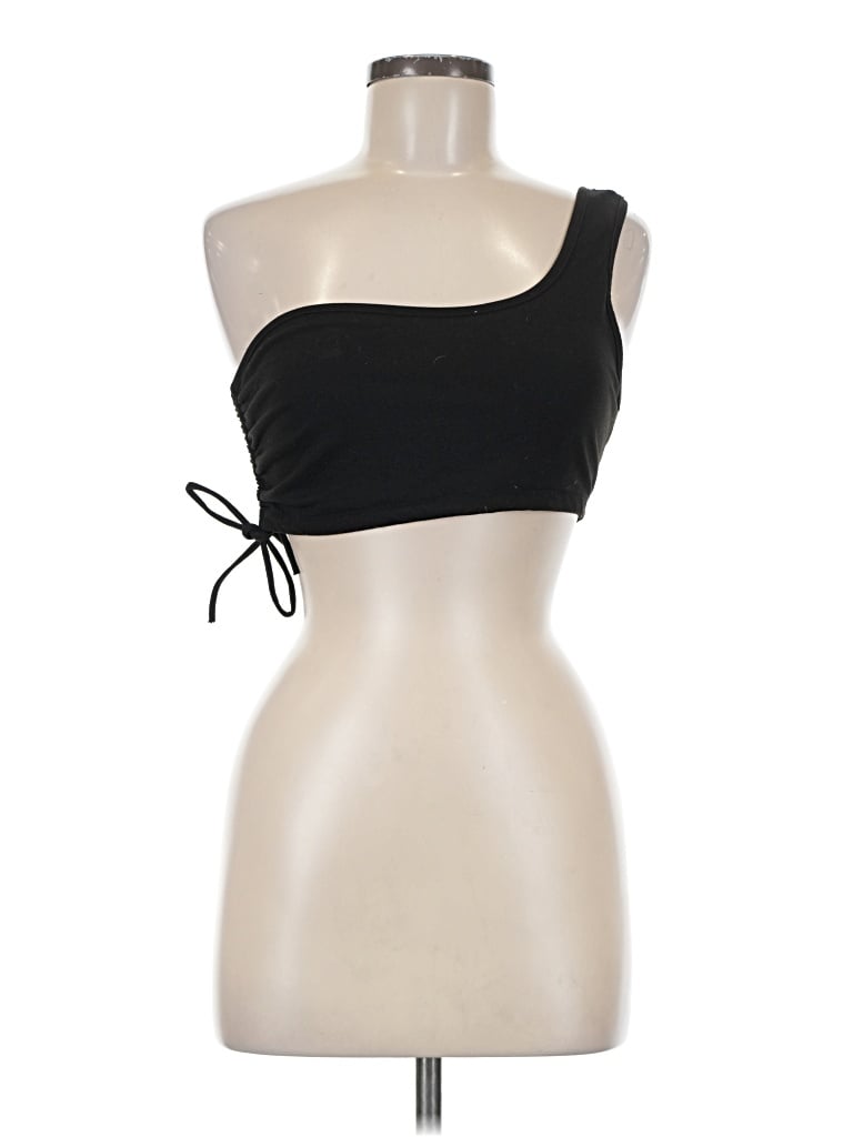 Pre-owned White Fox Sleeveless Top Black One Shoulder Neckline Tops