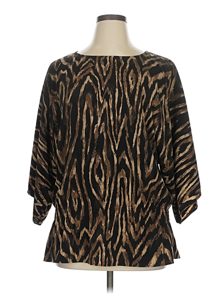 Pre-owned Chico's 3/4 Sleeve Blouse In Brown