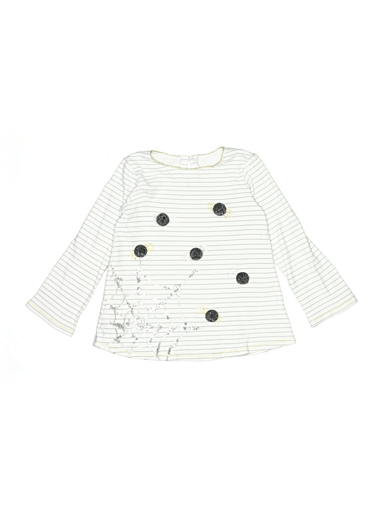 Pre-owned Mud Pie Kids' Long Sleeve T-shirt In White