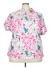 Unbranded 100% Polyester Floral Pink Short Sleeve Blouse Size 3X - photo 1