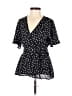 Bobeau 100% Rayon Polka Dots Black Short Sleeve Blouse Size XS - photo 1