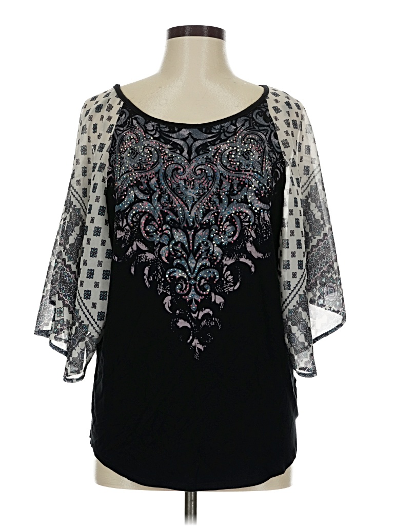 Pre-owned Vocal 3/4 Sleeve Blouse In Black