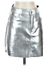 Express 100% Polyester Metallic Silver Faux Leather Skirt Size 2 - photo 1