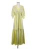 Taylor 100% Polyester Checkered-gingham Yellow Casual Dress Size 2 - photo 1