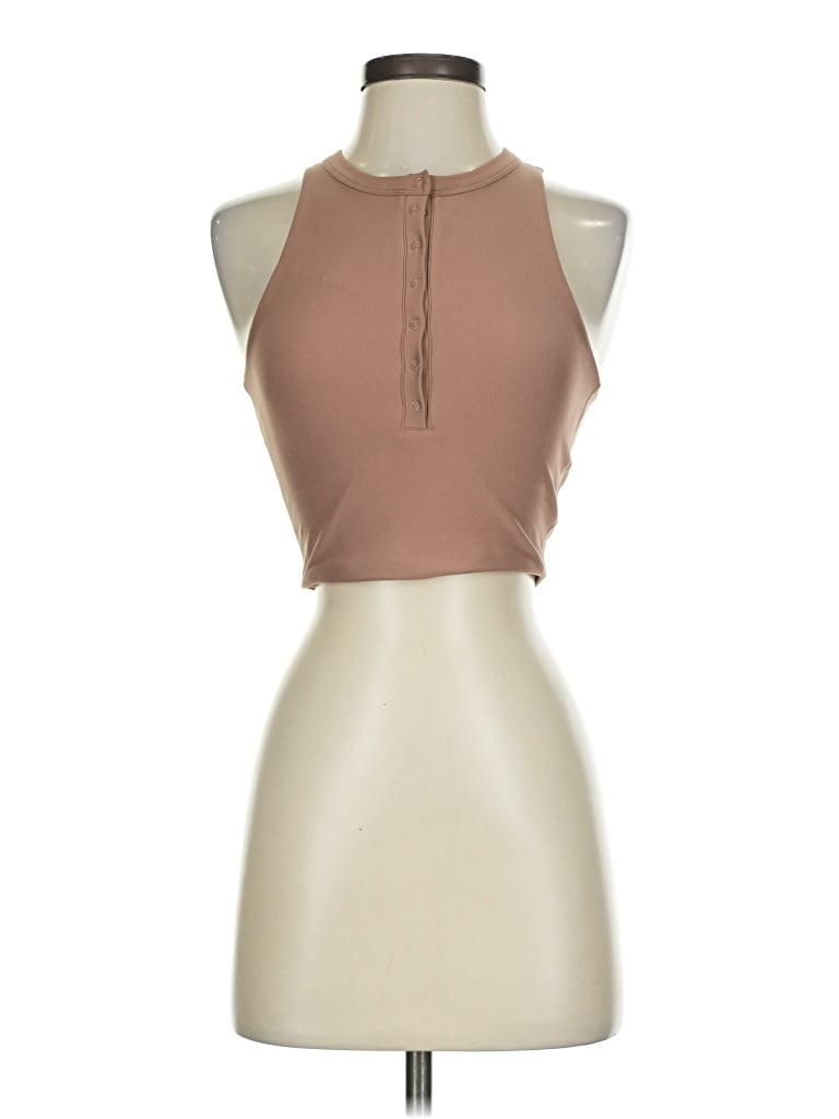 Pre-owned Ypb Tank Top Tan Halter Neckline Tops In Brown