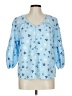 Adrienne Vittadini 100% Polyester Blue 3/4 Sleeve Blouse Size L - photo 1