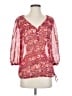 Lucky Brand 100% Polyester Floral Red 3/4 Sleeve Blouse Size S - photo 1