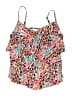 Aqua Green Print Pink Swimsuit Top Size M (estimated) - photo 1