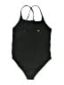 Summer Solid Black One Piece Swimsuit Size L - photo 2